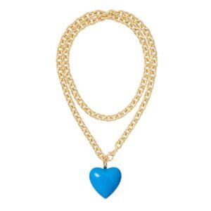 Roxanne Assoulin The Big Puffy Heart Charm Necklace Blue